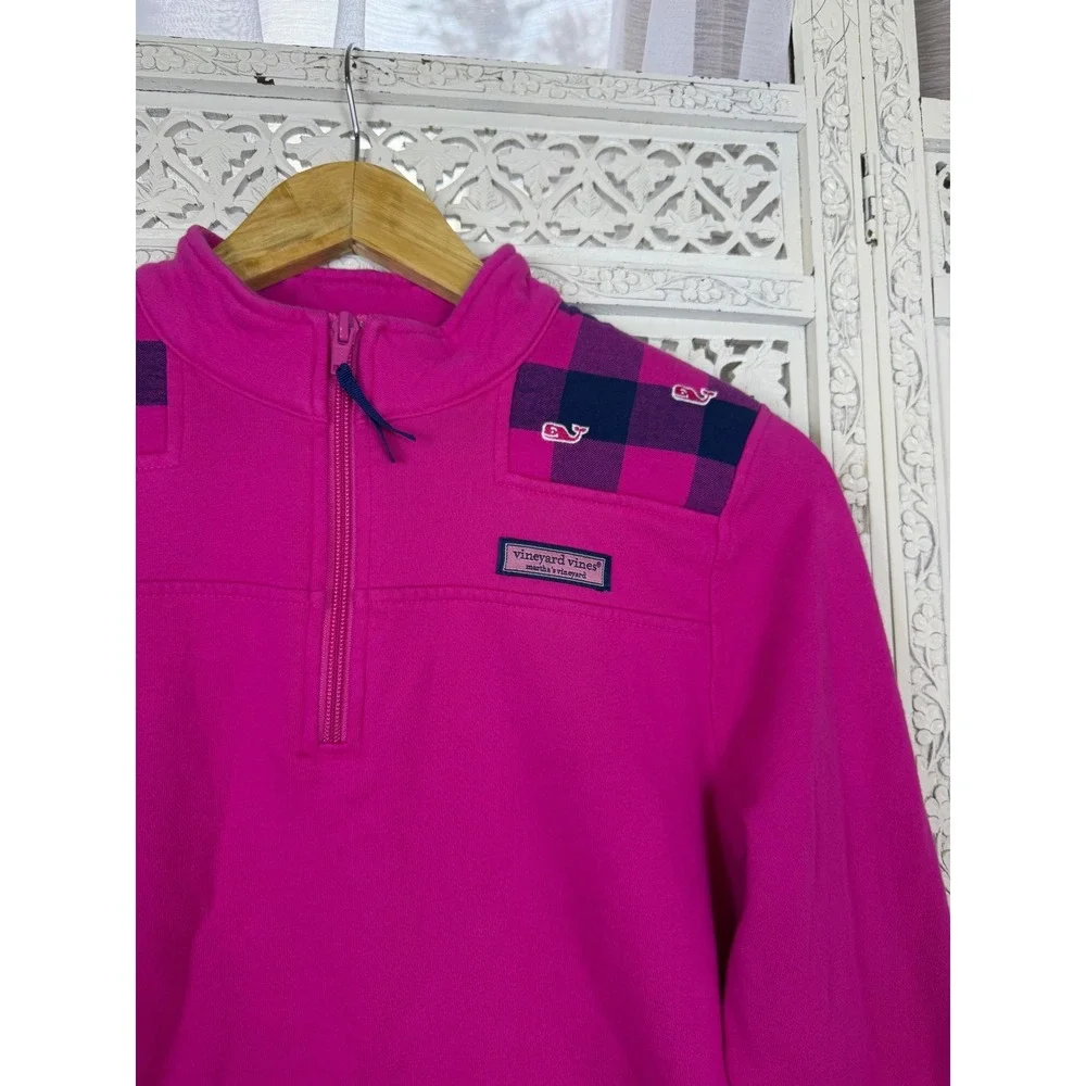 Vineyard Vines Hot Pink Quarter Zip Pullover Sweatshirt Sz Girls‎ XL 14/16